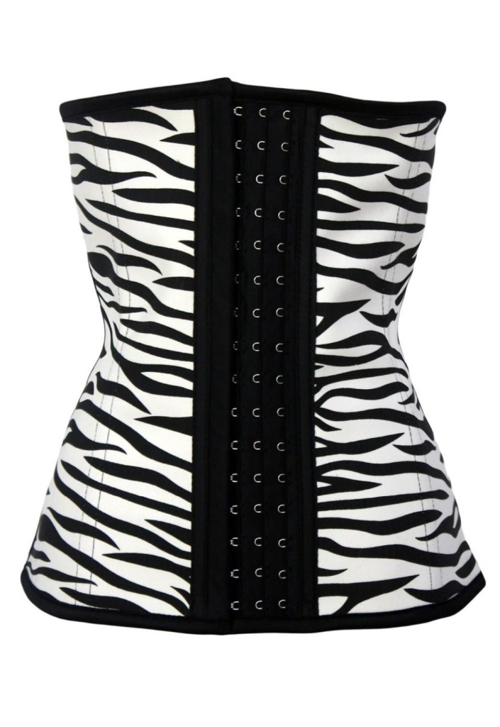 patterned latex corset – zebra